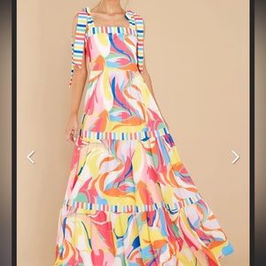 ***SOLD*** Red Dress Boutique Multi Color Tiered Maxi, M